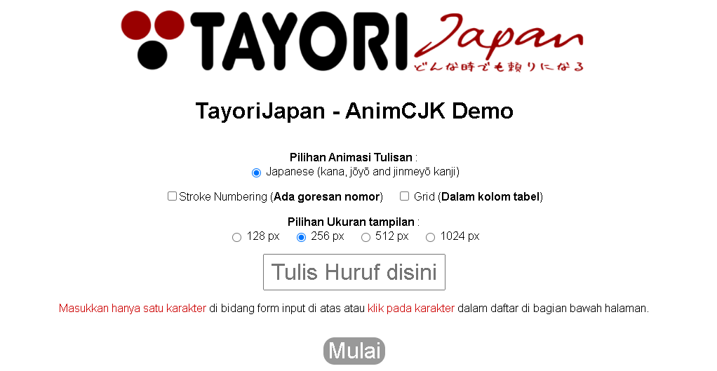 Tayorijapan Tools Cara Tulis Kanji